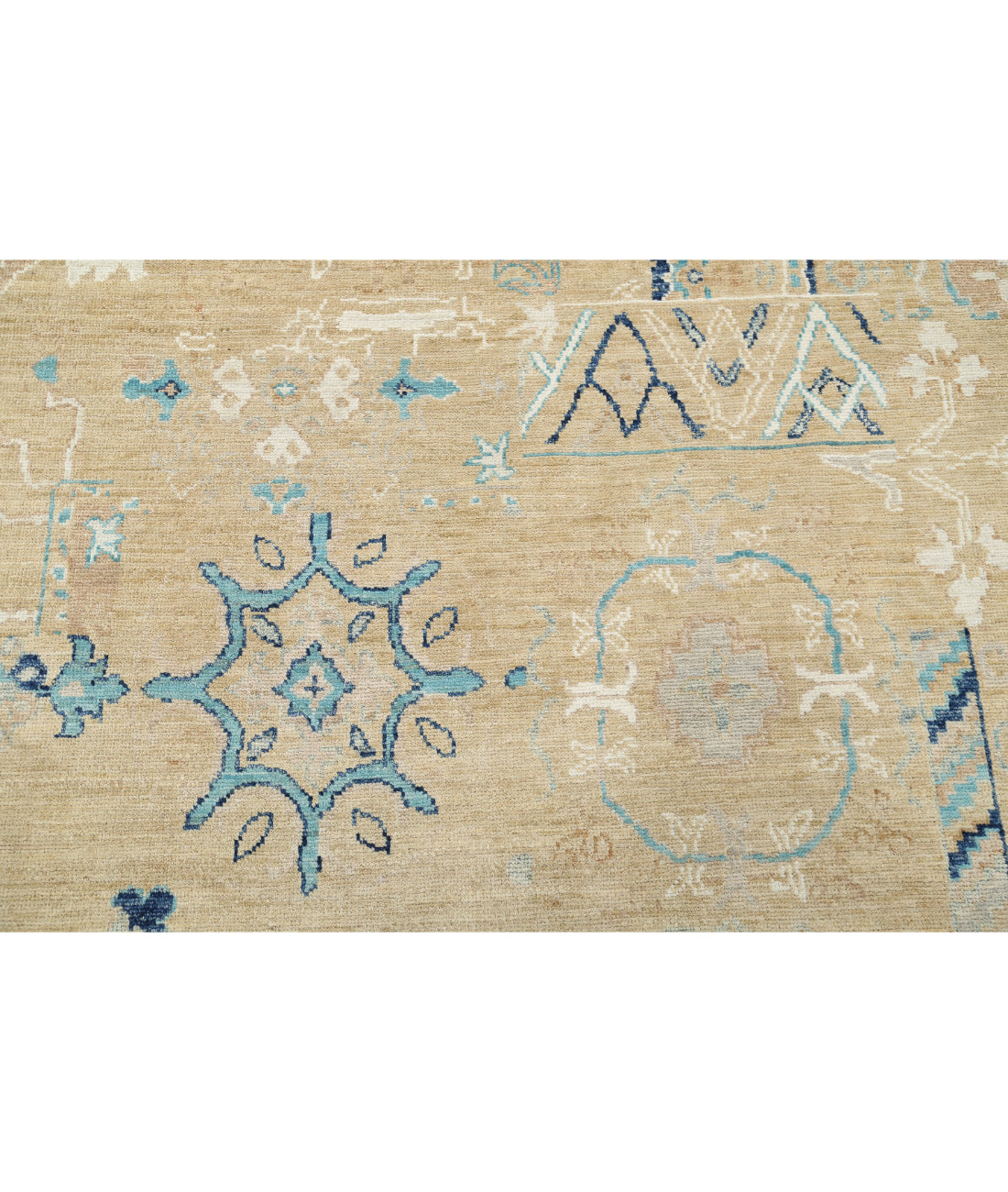 Hand Knotted Khotan Wool Rug - 8'10'' x 12'6'' 8'10'' x 12'6'' (265 X 375) / Gold / Blue