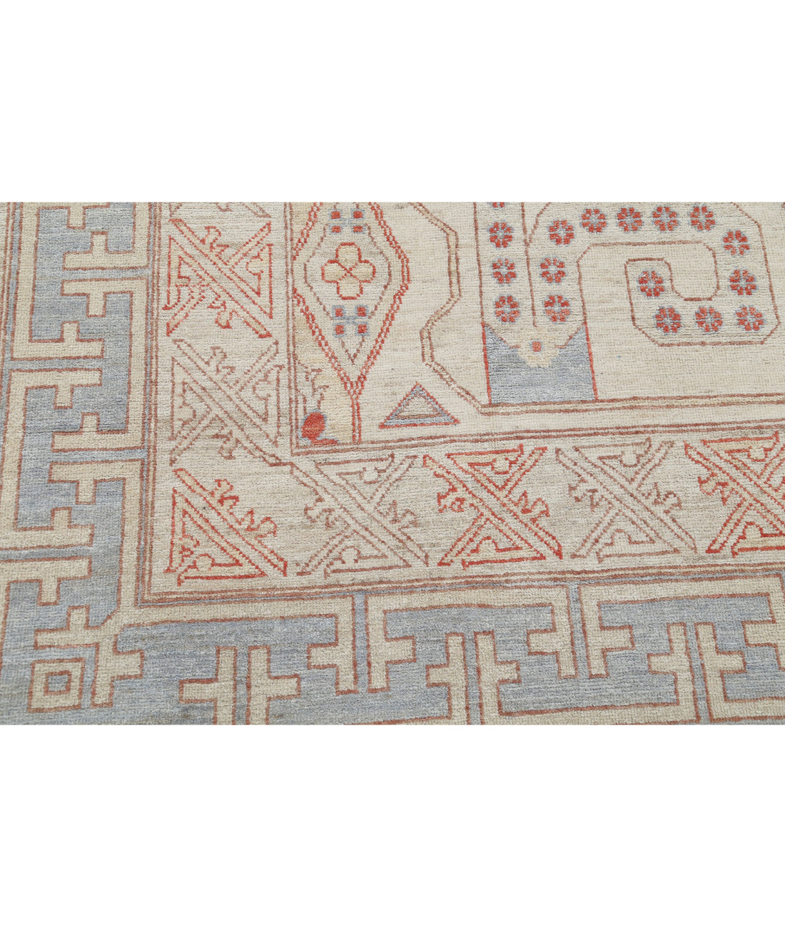 Hand Knotted Khotan Wool Rug - 9'9'' x 13'10'' 9'9'' x 13'10'' (293 X 415) / Ivory / Blue