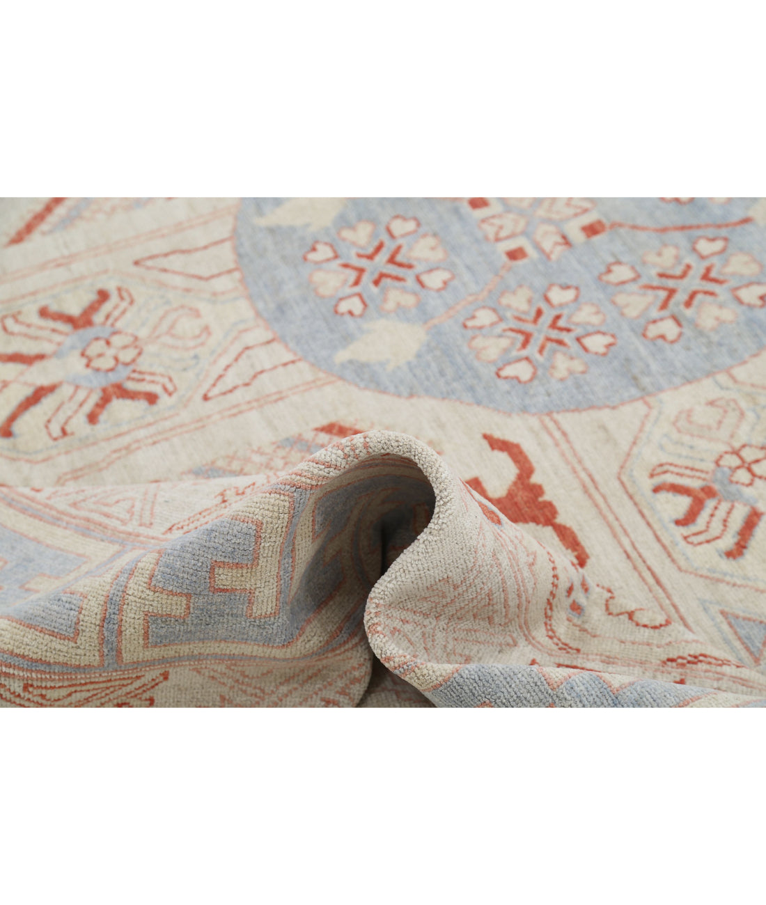 Hand Knotted Khotan Wool Rug - 9'9'' x 13'10'' 9'9'' x 13'10'' (293 X 415) / Ivory / Blue