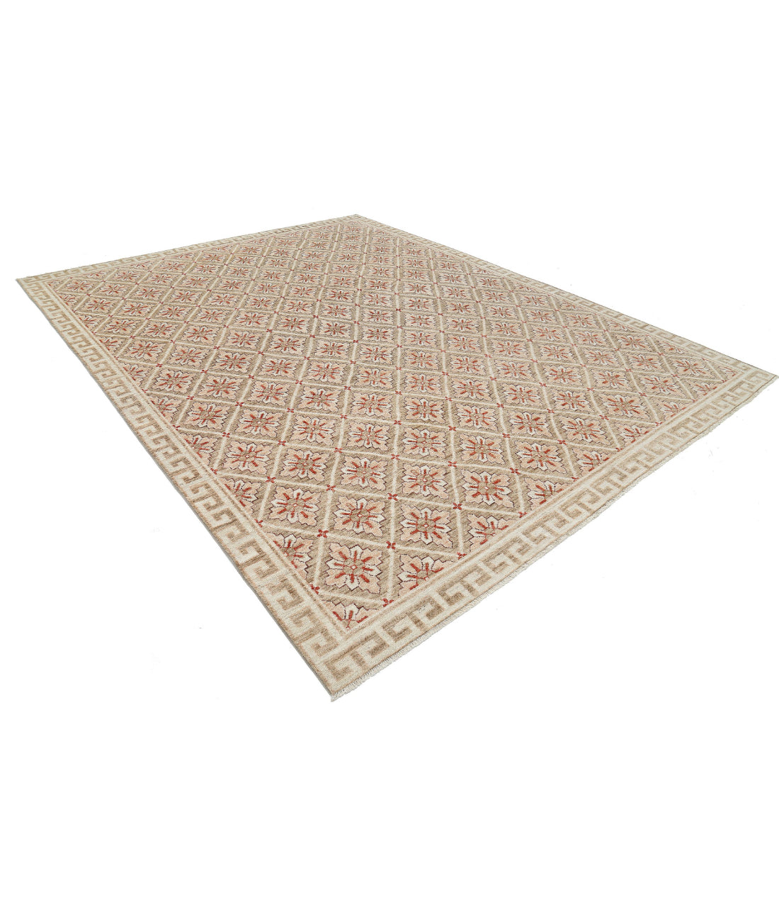Hand Knotted Khotan Wool Rug - 9'2'' x 11'8'' 9'2'' x 11'8'' (275 X 350) / Taupe / Ivory