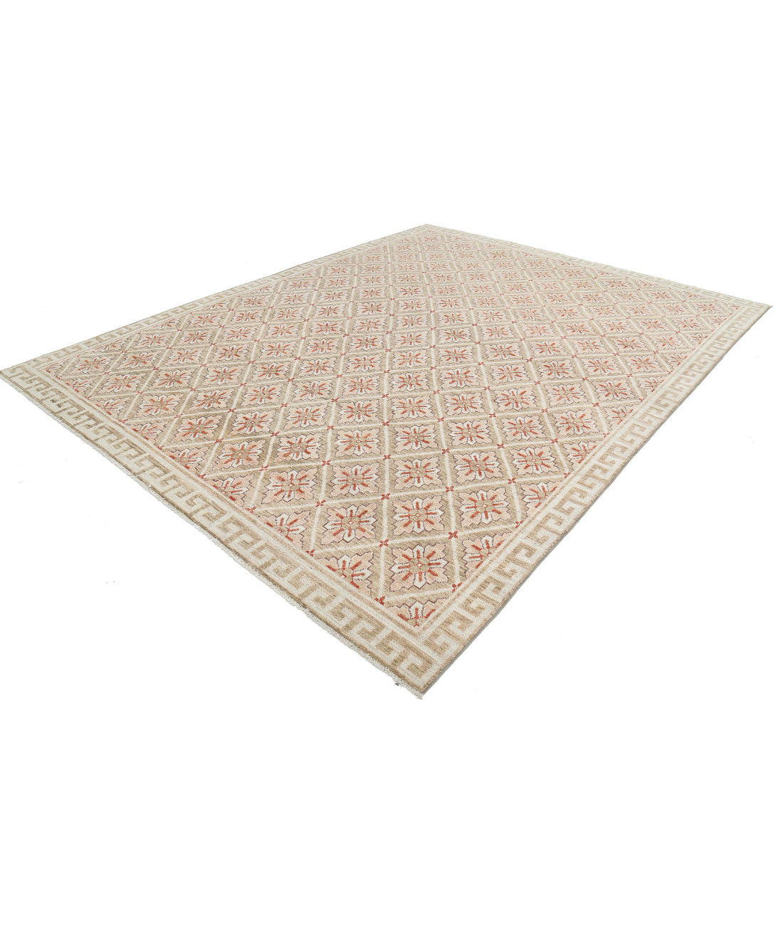Hand Knotted Khotan Wool Rug - 9'2'' x 11'8'' 9'2'' x 11'8'' (275 X 350) / Taupe / Ivory