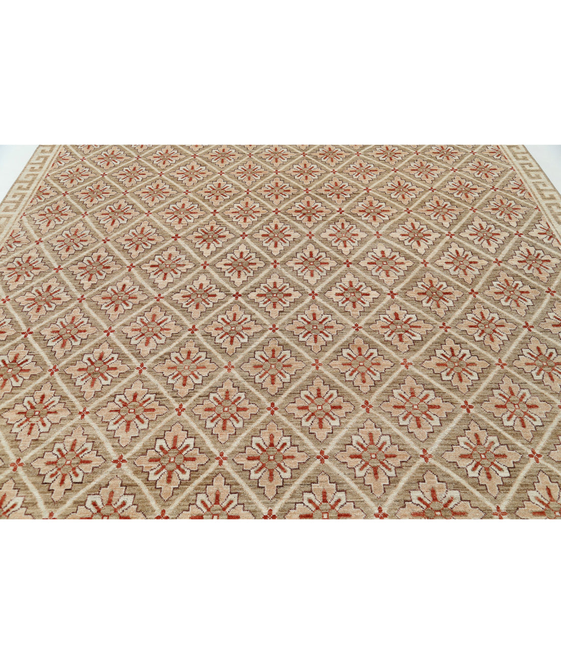 Hand Knotted Khotan Wool Rug - 9'2'' x 11'8'' 9'2'' x 11'8'' (275 X 350) / Taupe / Ivory