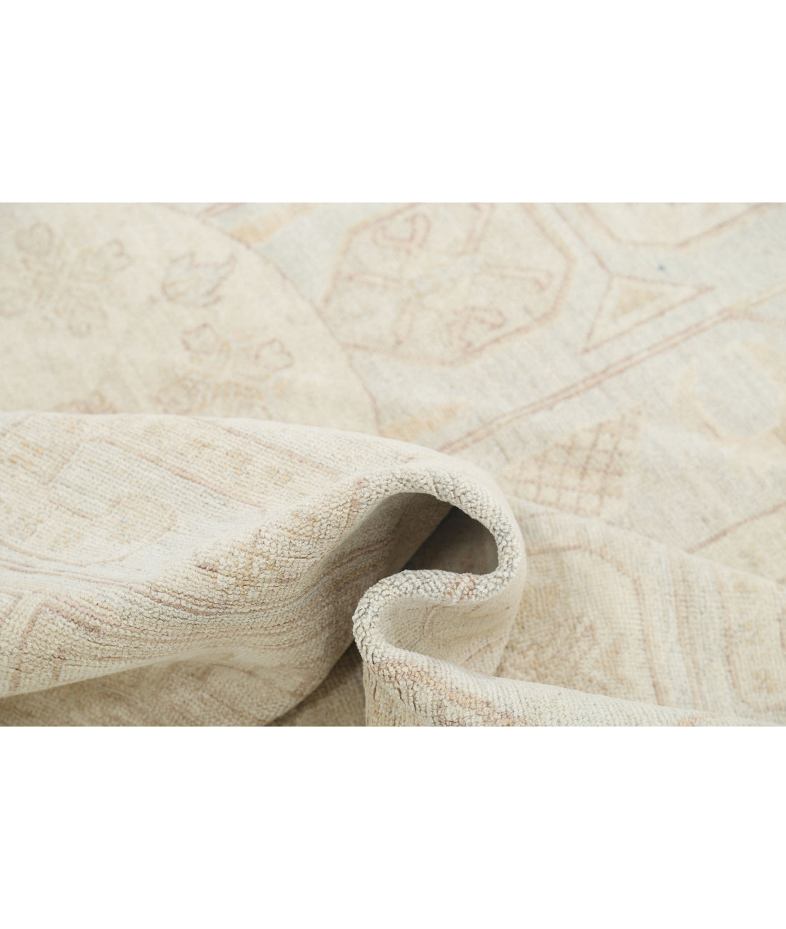 Hand Knotted Khotan Wool Rug - 8'2'' x 9'5'' 8'2'' x 9'5'' (245 X 283) / Blue / Ivory