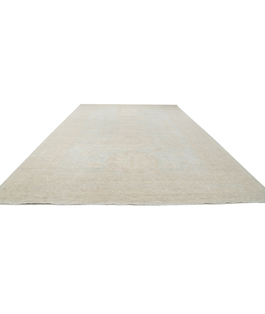 Hand Knotted Khotan Wool Rug - 11'8'' x 17'11'' 11'8'' x 17'11'' (350 X 538) / Blue / Ivory