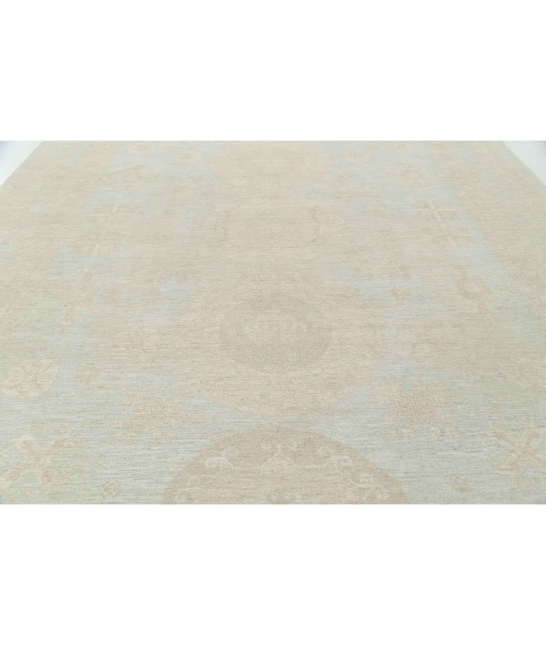 Hand Knotted Khotan Wool Rug - 11'8'' x 17'11'' 11'8'' x 17'11'' (350 X 538) / Blue / Ivory