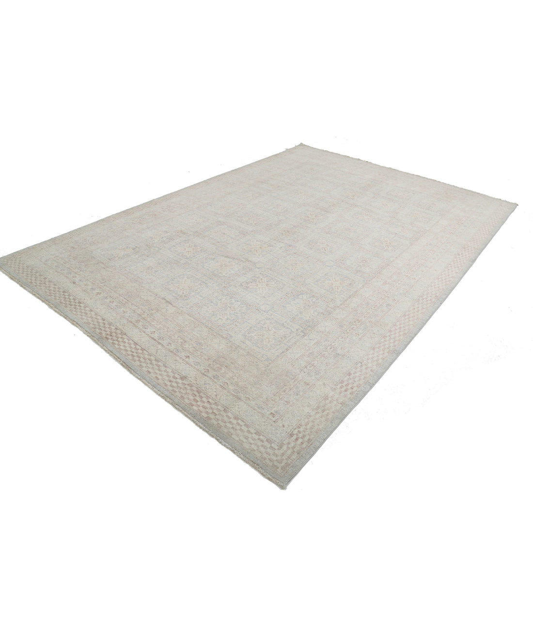 Hand Knotted Khotan Wool Rug - 8'6'' x 11'9'' 8'6'' x 11'9'' (255 X 353) / Grey / Ivory