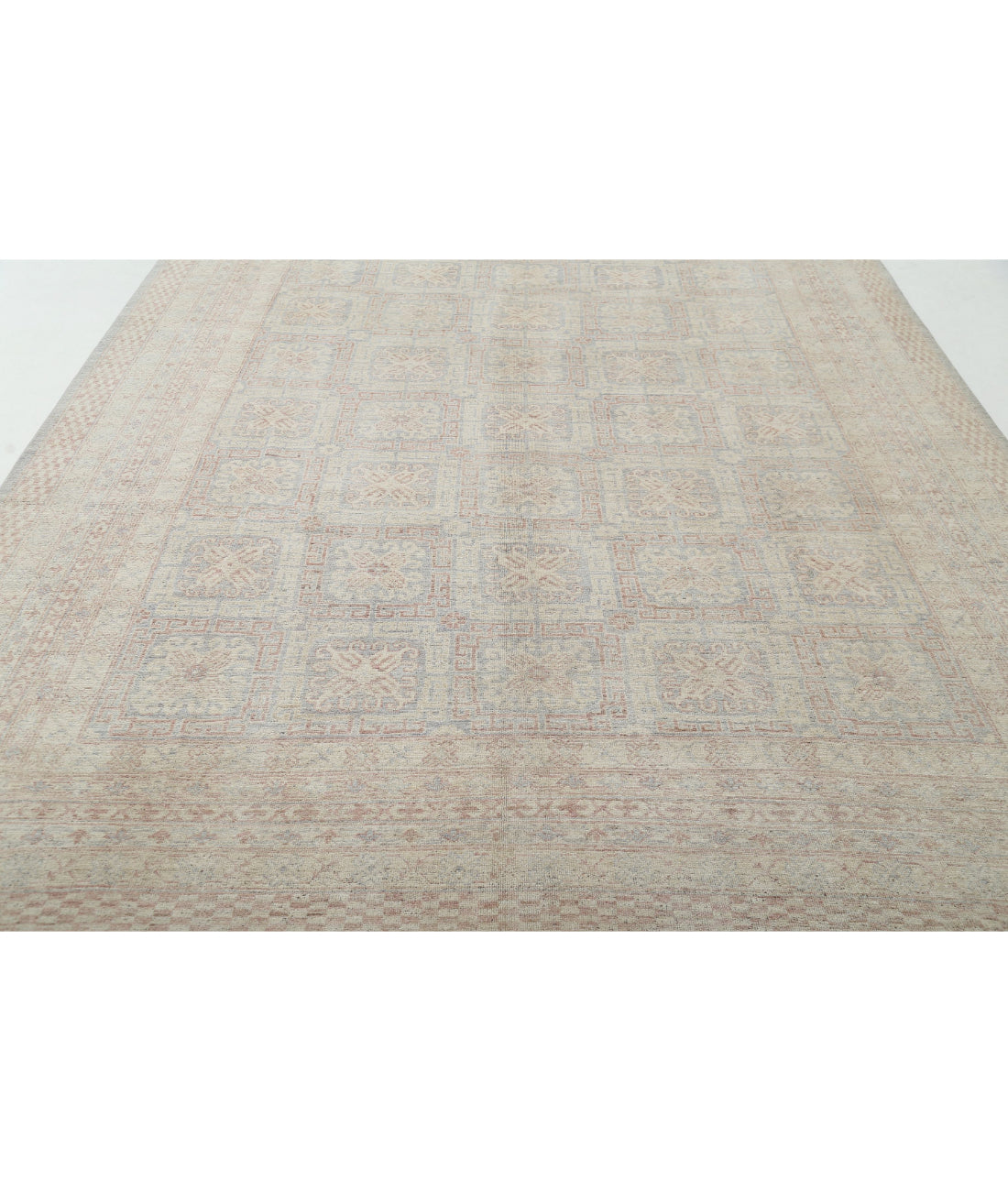 Hand Knotted Khotan Wool Rug - 8'6'' x 11'9'' 8'6'' x 11'9'' (255 X 353) / Grey / Ivory