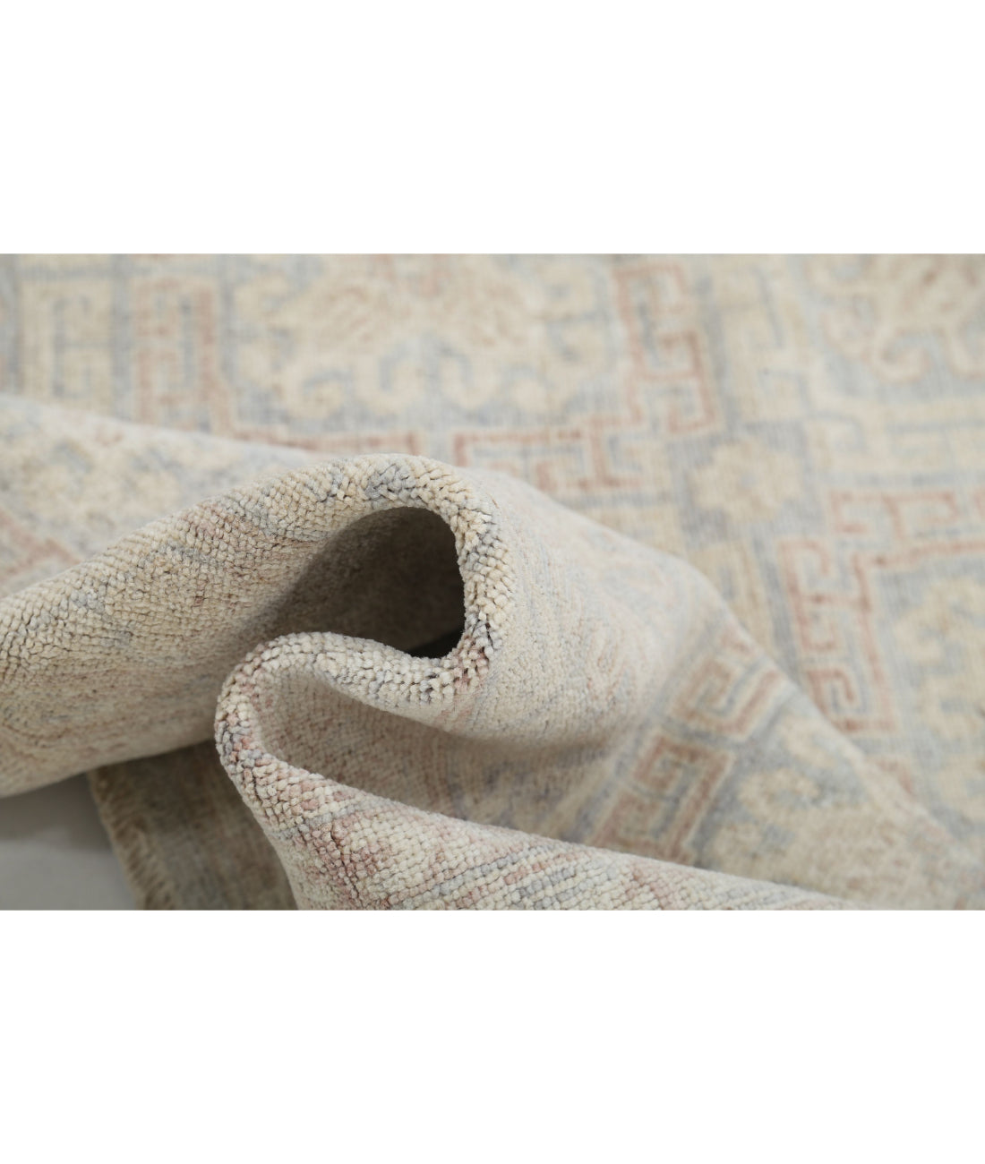 Hand Knotted Khotan Wool Rug - 8'6'' x 11'9'' 8'6'' x 11'9'' (255 X 353) / Grey / Ivory