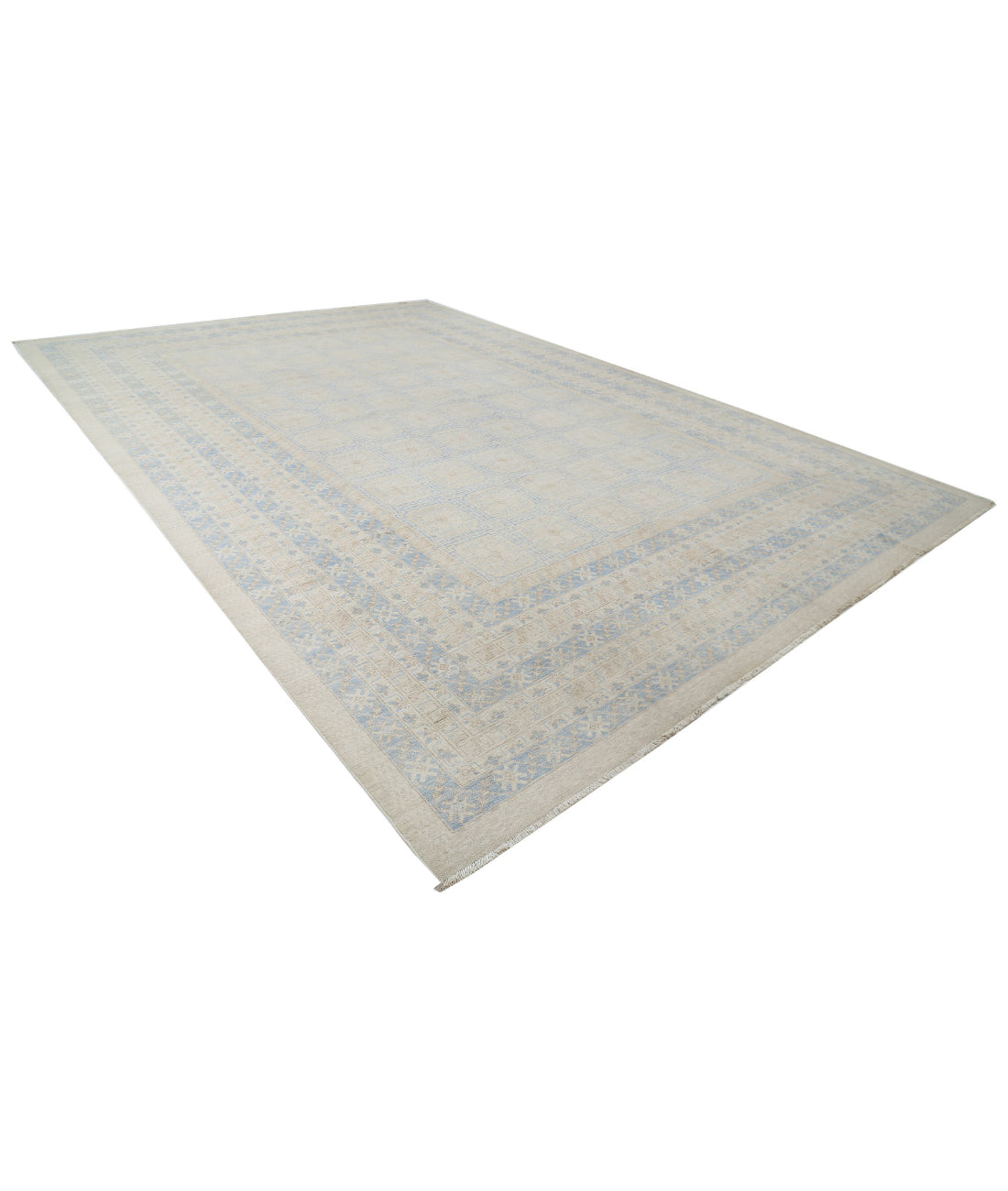 Hand Knotted Khotan Wool Rug - 12'3'' x 17'9'' 12'3'' x 17'9'' (368 X 533) / Silver / Blue