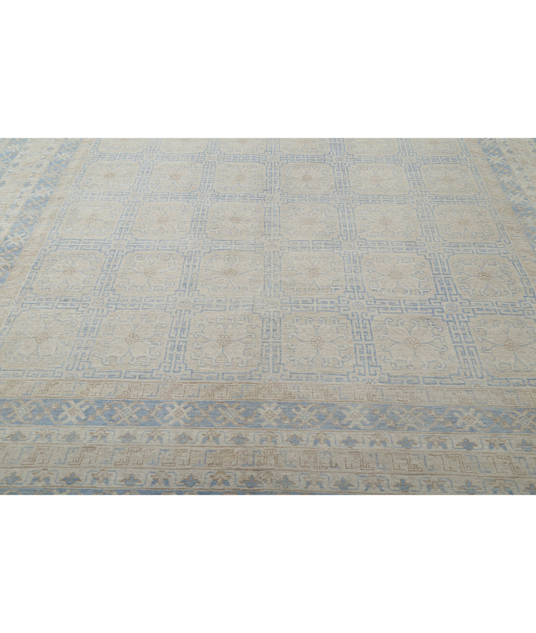 Hand Knotted Khotan Wool Rug - 12'3'' x 17'9'' 12'3'' x 17'9'' (368 X 533) / Silver / Blue