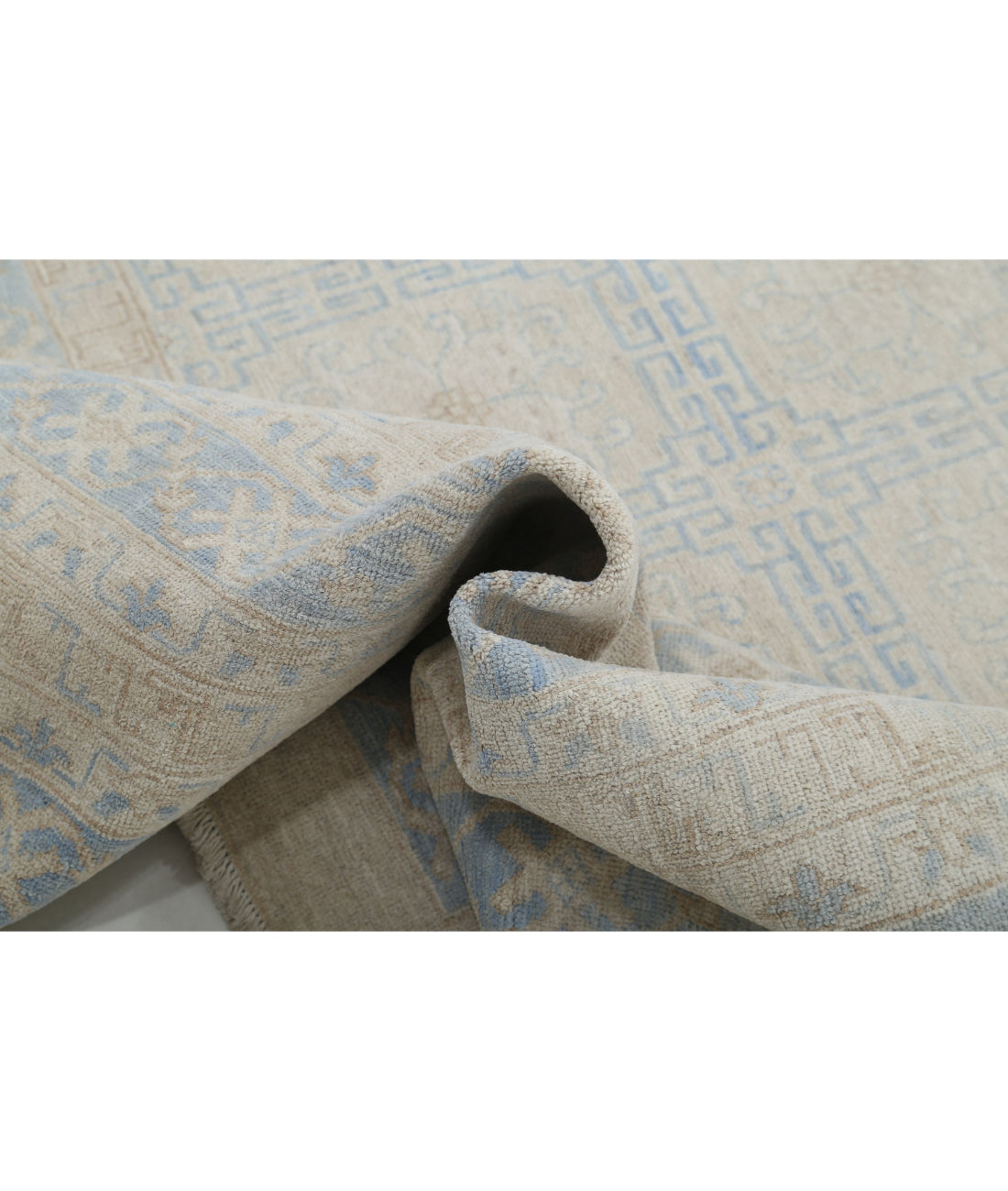 Hand Knotted Khotan Wool Rug - 12'3'' x 17'9'' 12'3'' x 17'9'' (368 X 533) / Silver / Blue