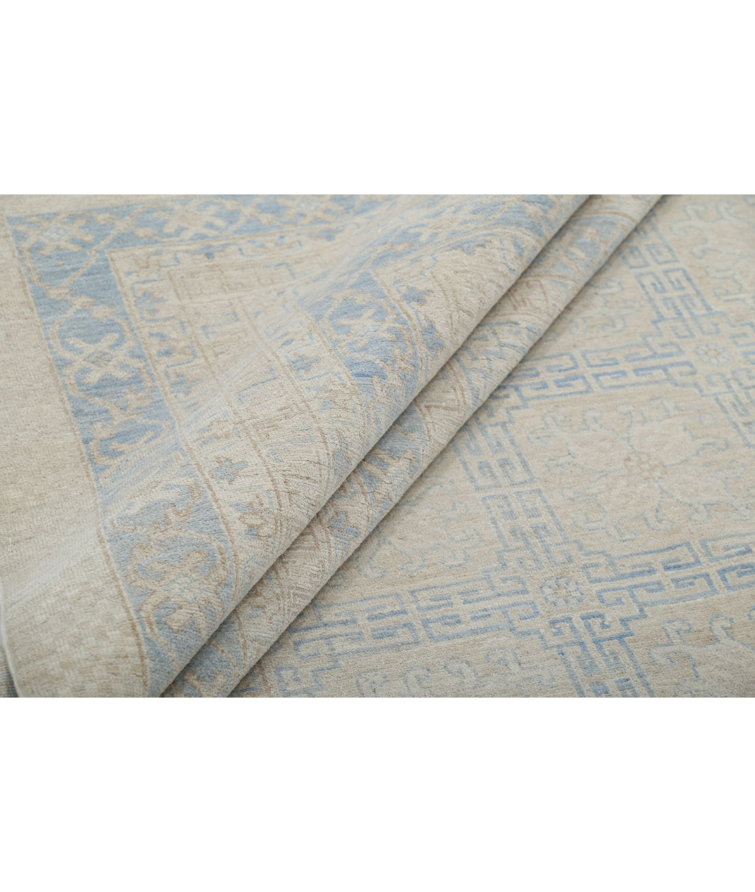 Hand Knotted Khotan Wool Rug - 12'3'' x 17'9'' 12'3'' x 17'9'' (368 X 533) / Silver / Blue