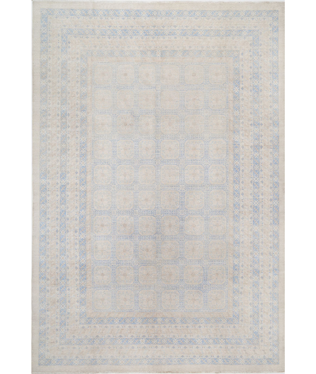 Hand Knotted Khotan Wool Rug - 12&#39;3&#39;&#39; x 17&#39;9&#39;&#39; 12&#39;3&#39;&#39; x 17&#39;9&#39;&#39; (368 X 533) / Silver / Blue