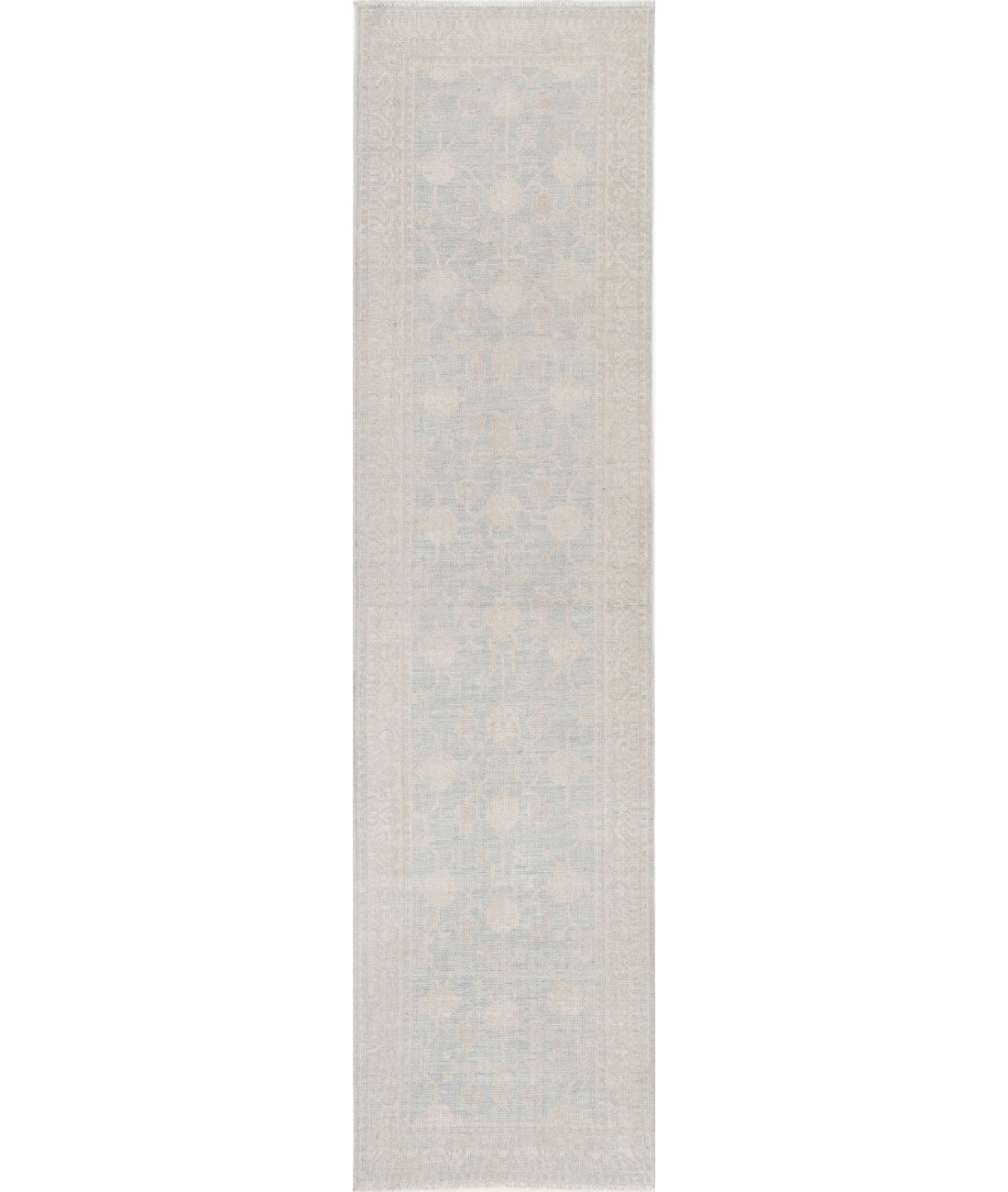 Hand Knotted Khotan Wool Rug - 2&#39;5&#39;&#39; x 9&#39;11&#39;&#39; 2&#39;5&#39;&#39; x 9&#39;11&#39;&#39; (73 X 298) / Grey / Ivory