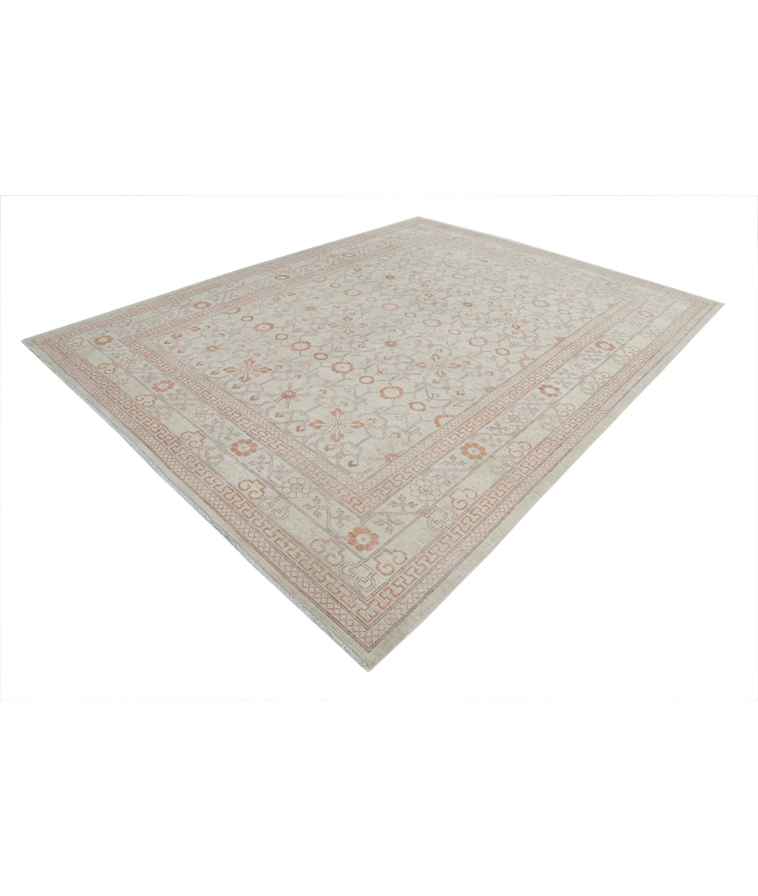 Hand Knotted Khotan Wool Rug - 9'0'' x 11'7'' 9'0'' x 11'7'' (270 X 348) / Ivory / Ivory