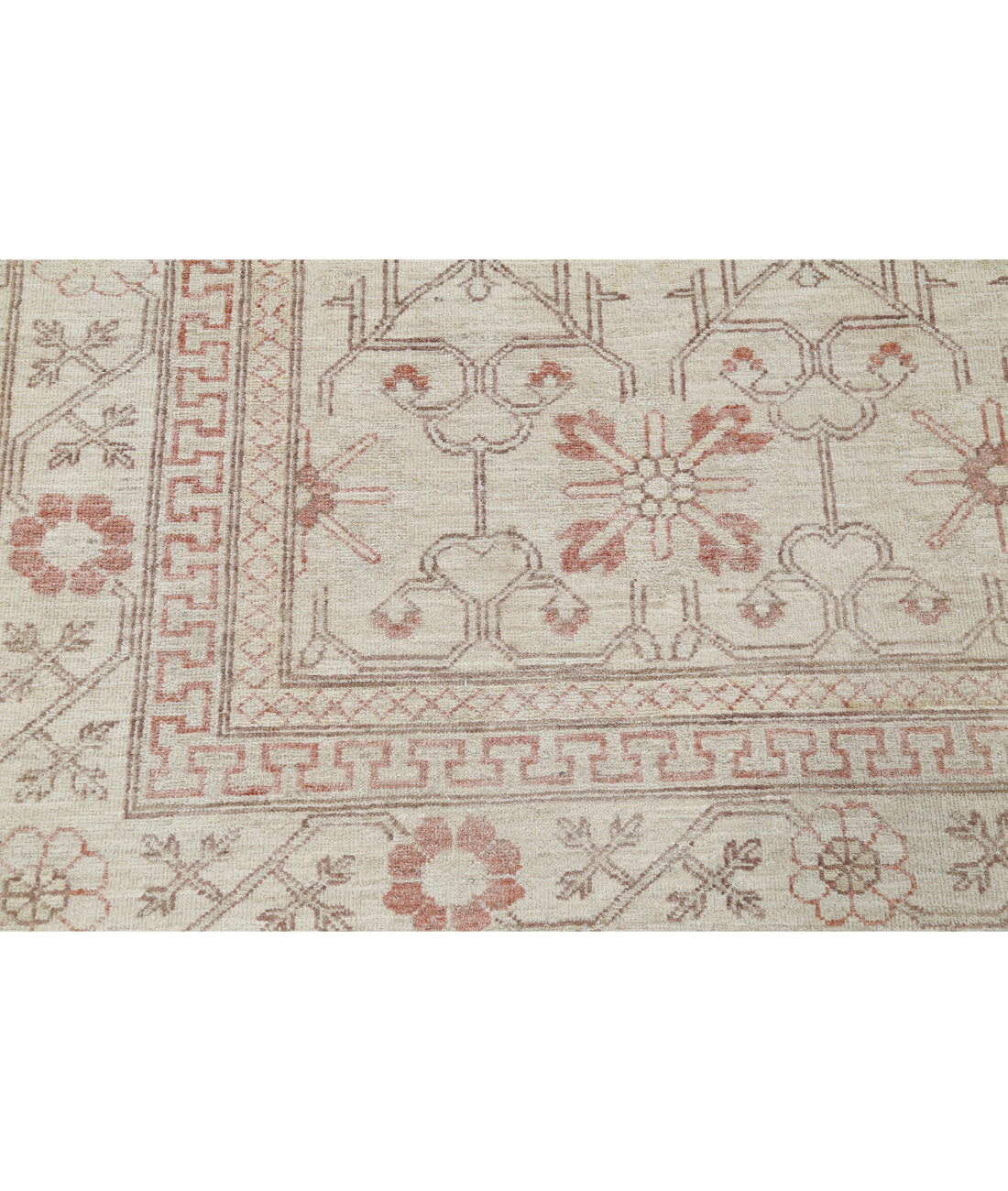 Hand Knotted Khotan Wool Rug - 9'0'' x 11'7'' 9'0'' x 11'7'' (270 X 348) / Ivory / Ivory