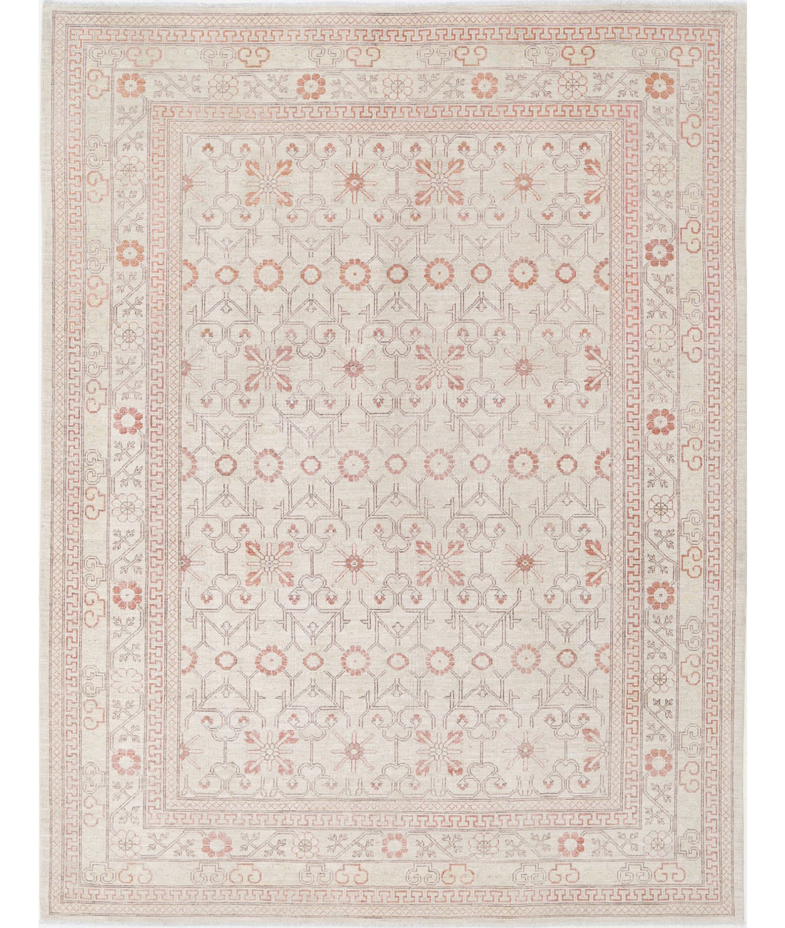 Hand Knotted Khotan Wool Rug - 9&#39;0&#39;&#39; x 11&#39;7&#39;&#39;
