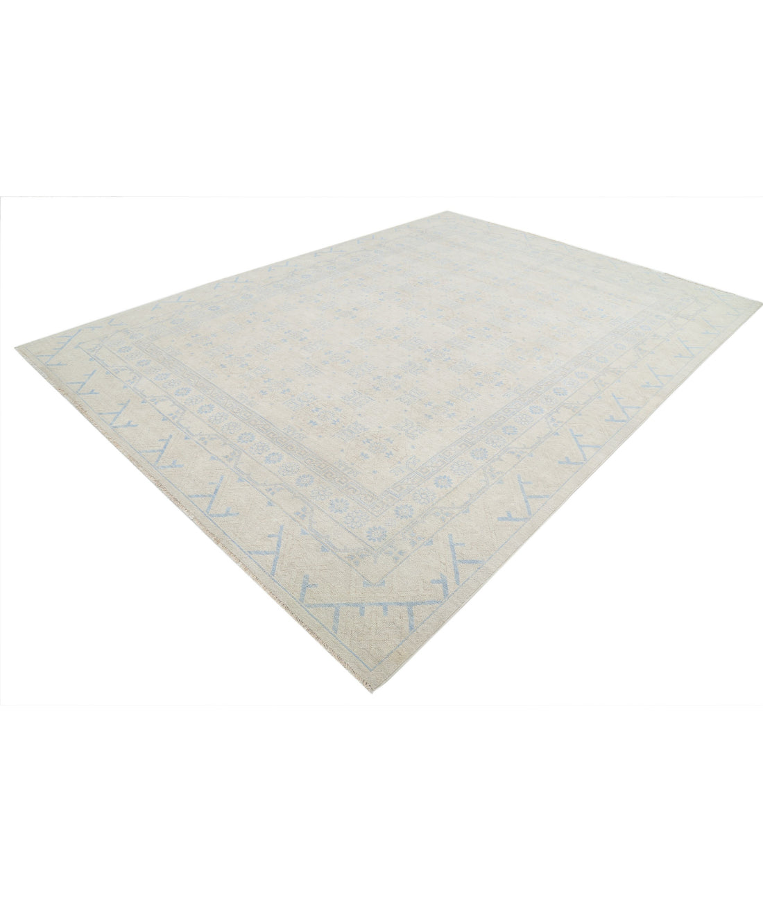 Hand Knotted Khotan Wool Rug - 8'9'' x 11'11'' 8'9'' x 11'11'' (263 X 358) / Taupe / Ivory
