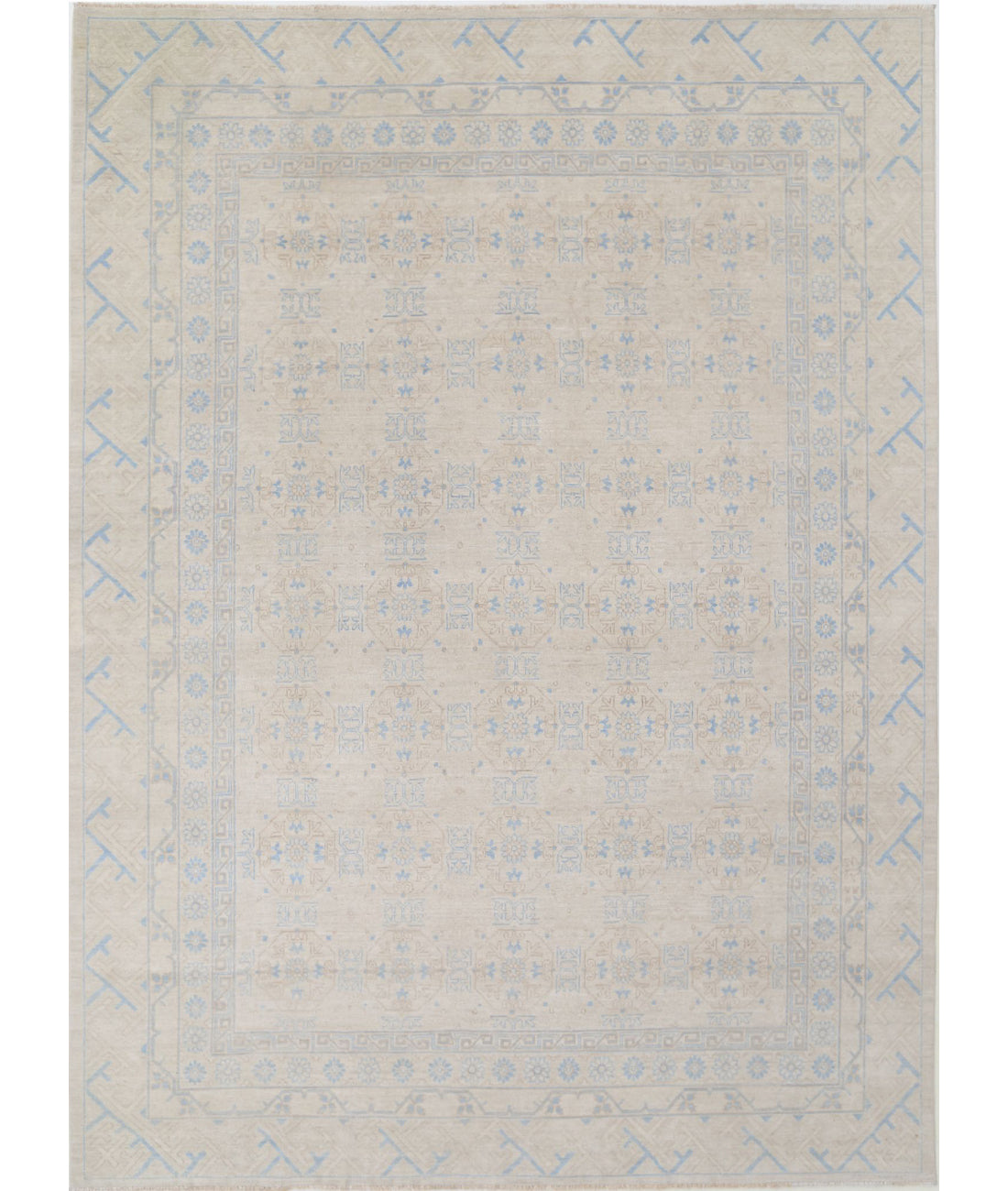 Hand Knotted Khotan Wool Rug - 8&#39;9&#39;&#39; x 11&#39;11&#39;&#39; 8&#39;9&#39;&#39; x 11&#39;11&#39;&#39; (263 X 358) / Taupe / Ivory