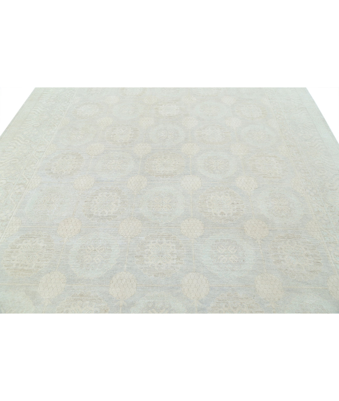 Hand Knotted Khotan Wool Rug - 8'10'' x 11'10'' 8'10'' x 11'10'' (265 X 355) / Grey / Ivory