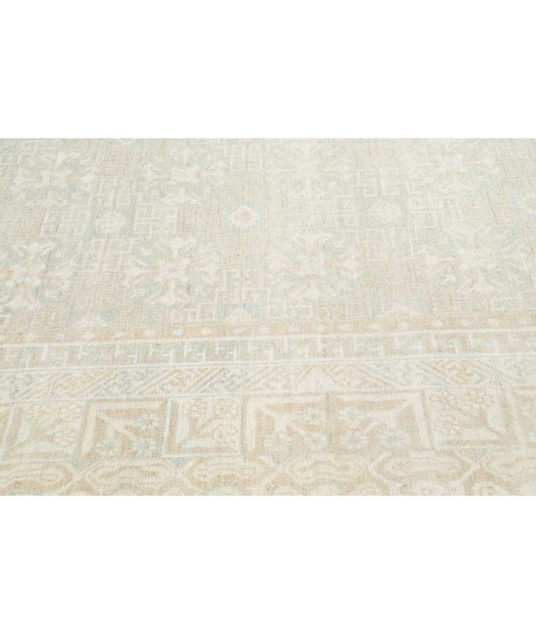Hand Knotted Khotan Wool Rug - 15'4'' x 23'0'' 15'4'' x 23'0'' (460 X 690) / Green / Ivory