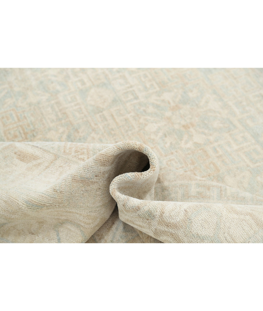 Hand Knotted Khotan Wool Rug - 15'4'' x 23'0'' 15'4'' x 23'0'' (460 X 690) / Green / Ivory