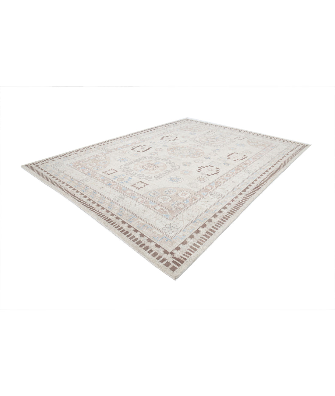 Hand Knotted Khotan Wool Rug - 10'0'' x 13'6'' 10'0'' x 13'6'' (300 X 405) / Beige / Taupe