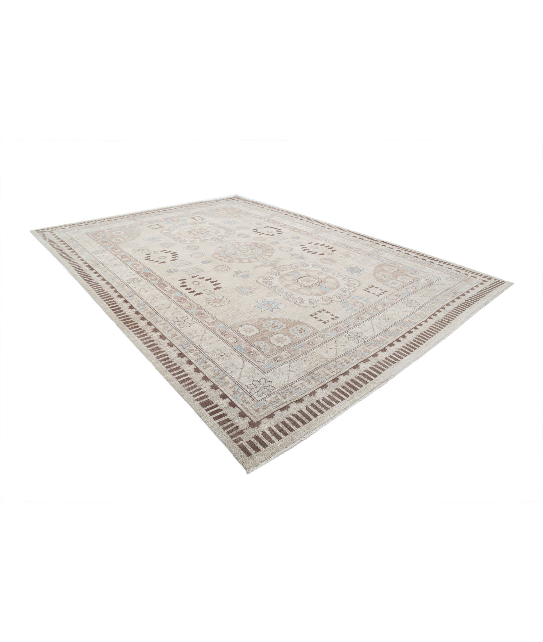 Hand Knotted Khotan Wool Rug - 10'0'' x 13'6'' 10'0'' x 13'6'' (300 X 405) / Beige / Taupe