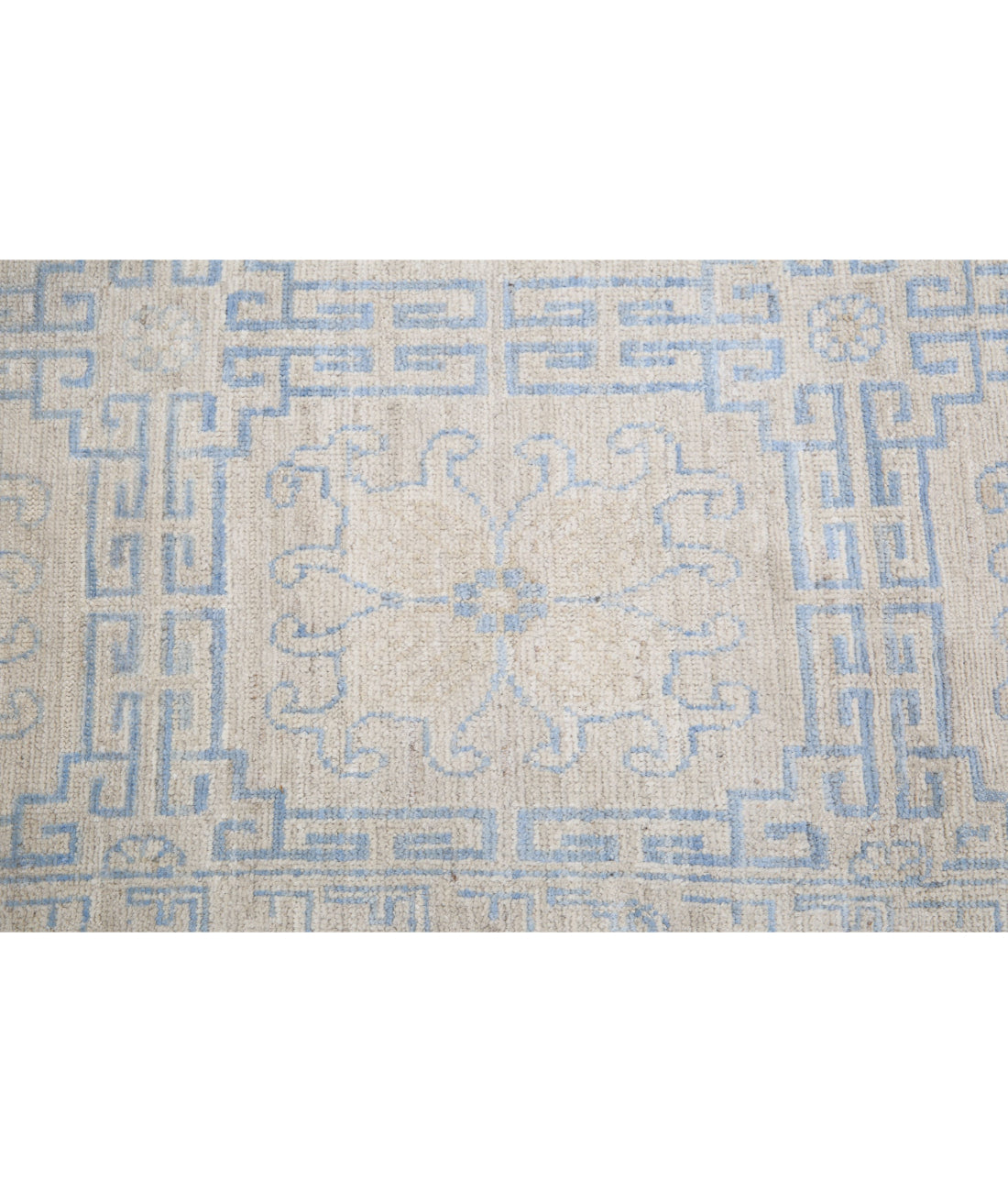 Hand Knotted Khotan Wool Rug - 12'5'' x 31'3'' 12'5'' x 31'3'' (373 X 938) / Ivory / Blue