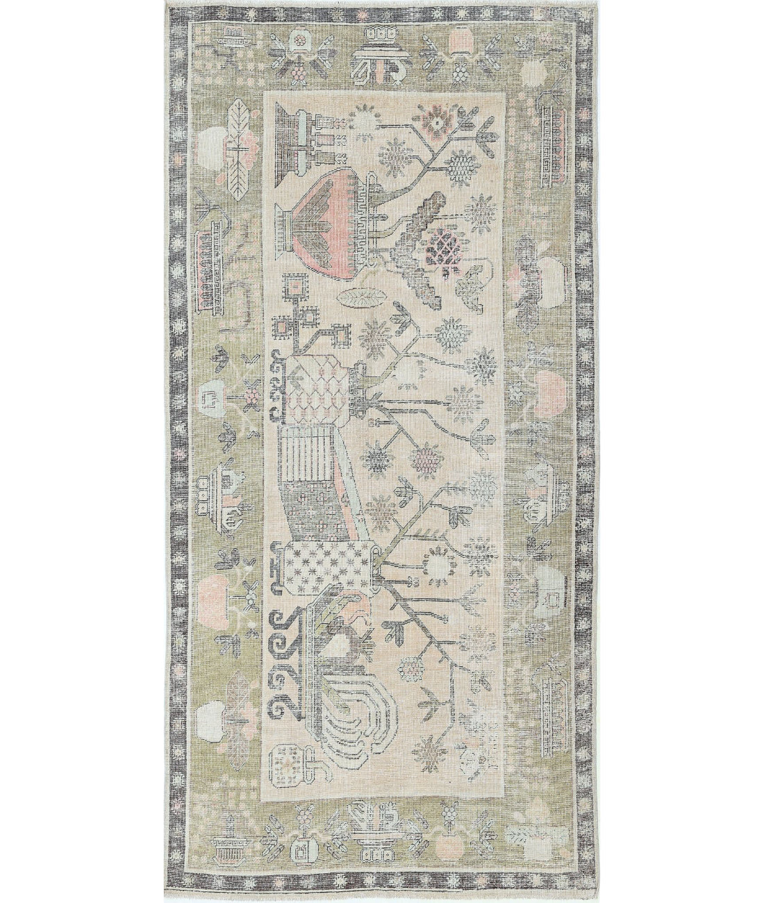 Hand Knotted Khotan Wool Rug - 5'5'' x 11'2''