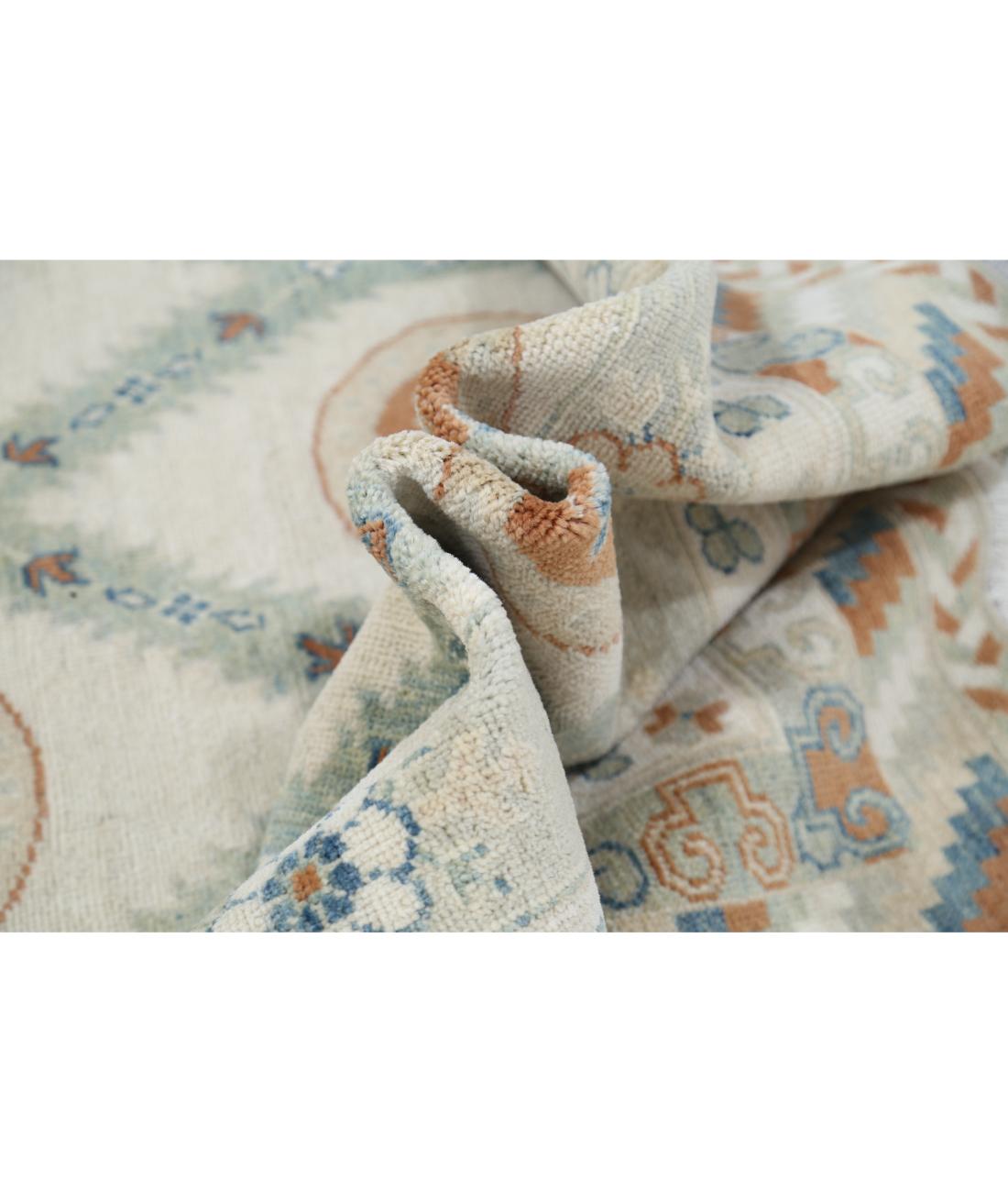 Hand Knotted Khotan Wool Rug - 9'4'' x 12'0'' 9' 4" X 12' 0" (284 X 366) / Green / Ivory