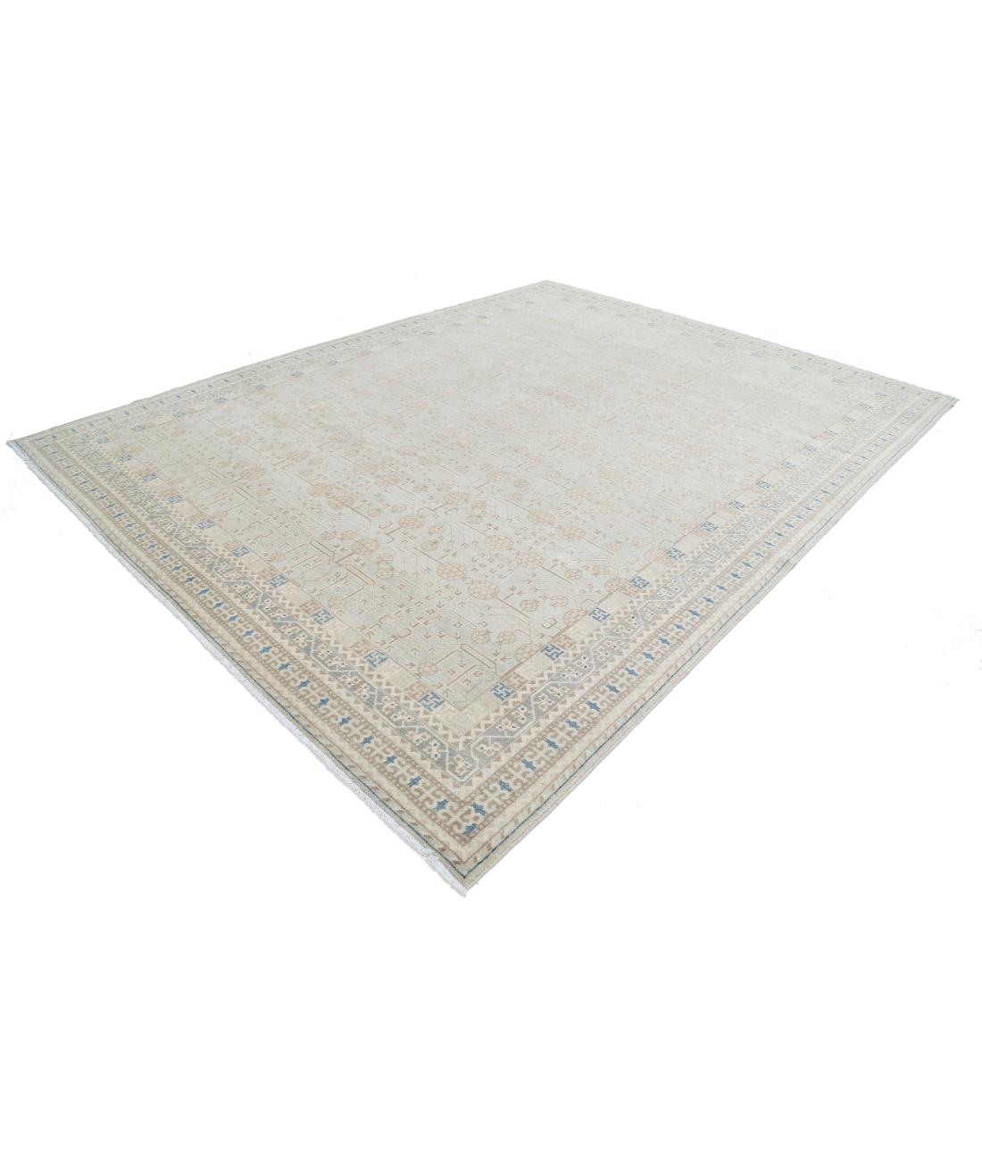 Hand Knotted Khotan Wool Rug - 9'5'' x 11'11'' 9' 5" X 11' 11" (287 X 363) / Grey / Taupe