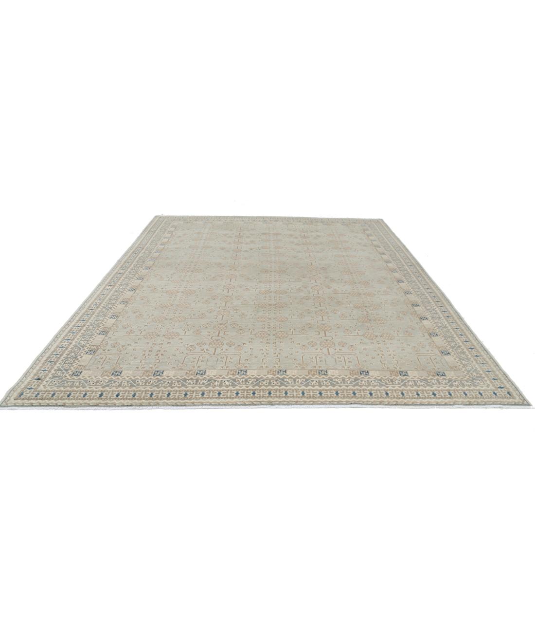 Hand Knotted Khotan Wool Rug - 9'5'' x 11'11'' 9' 5" X 11' 11" (287 X 363) / Grey / Taupe