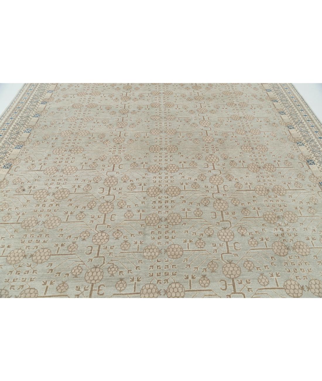 Hand Knotted Khotan Wool Rug - 9'5'' x 11'11'' 9' 5" X 11' 11" (287 X 363) / Grey / Taupe