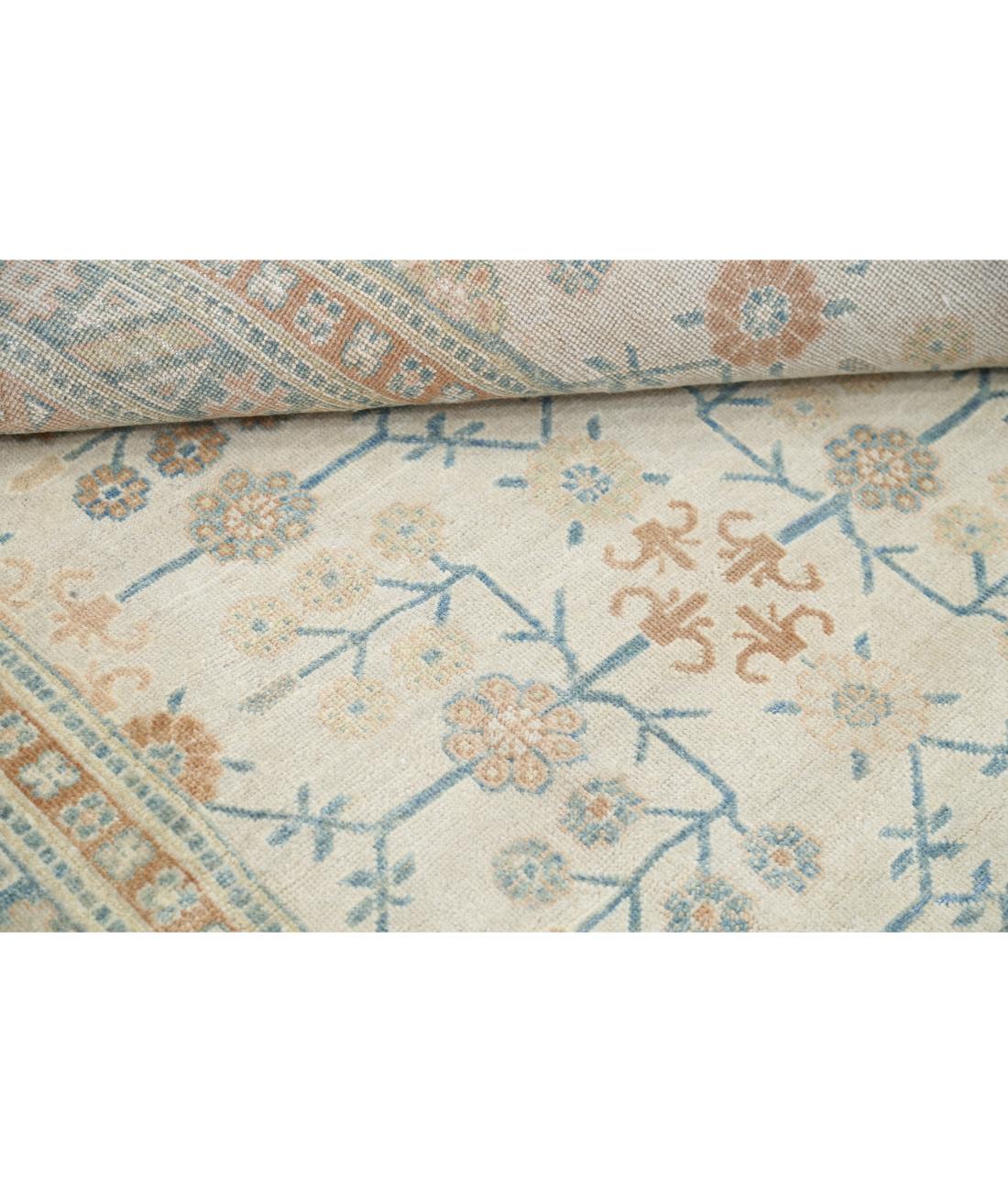 Hand Knotted Khotan Wool Rug - 10'2'' x 14'1'' 10' 2" X 14' 1" (310 X 429) / Ivory / Blue