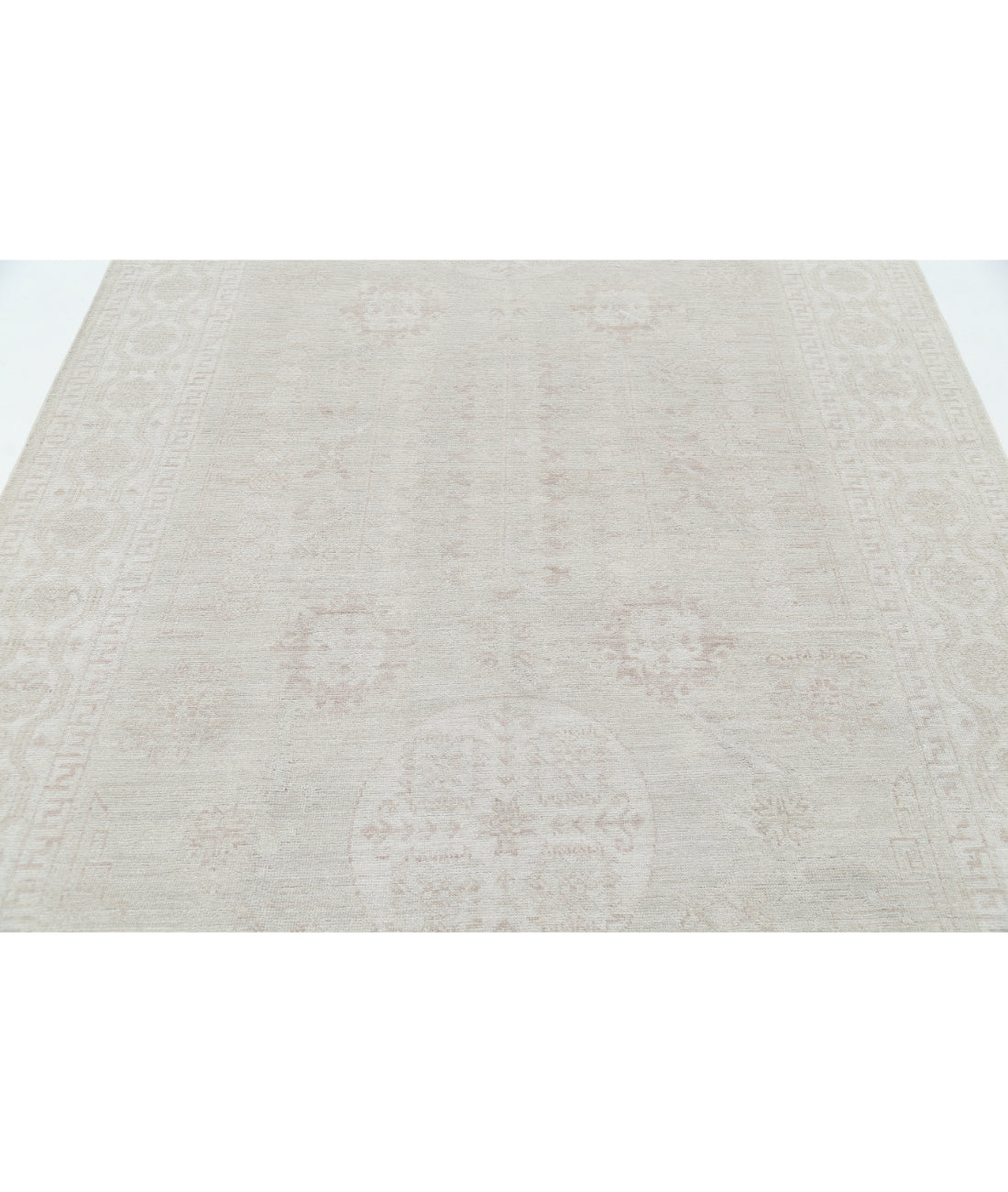 Hand Knotted Khotan Wool Rug - 6'1'' x 9'2'' 6' 1" X 9' 2" (185 X 279) / Grey / Ivory