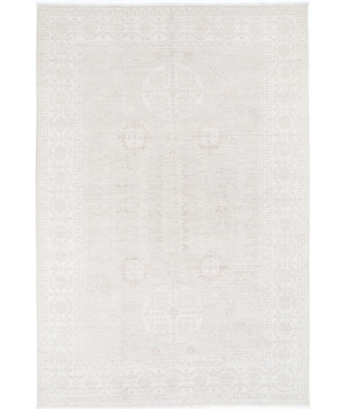 Hand Knotted Khotan Wool Rug - 6'1'' x 9'2''