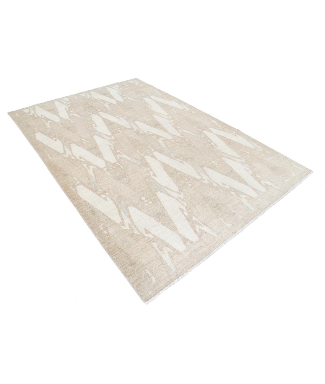 Hand Knotted Khotan Wool Rug - 6'0'' x 8'9'' 6' 0" X 8' 9" (183 X 267) / Taupe / Ivory