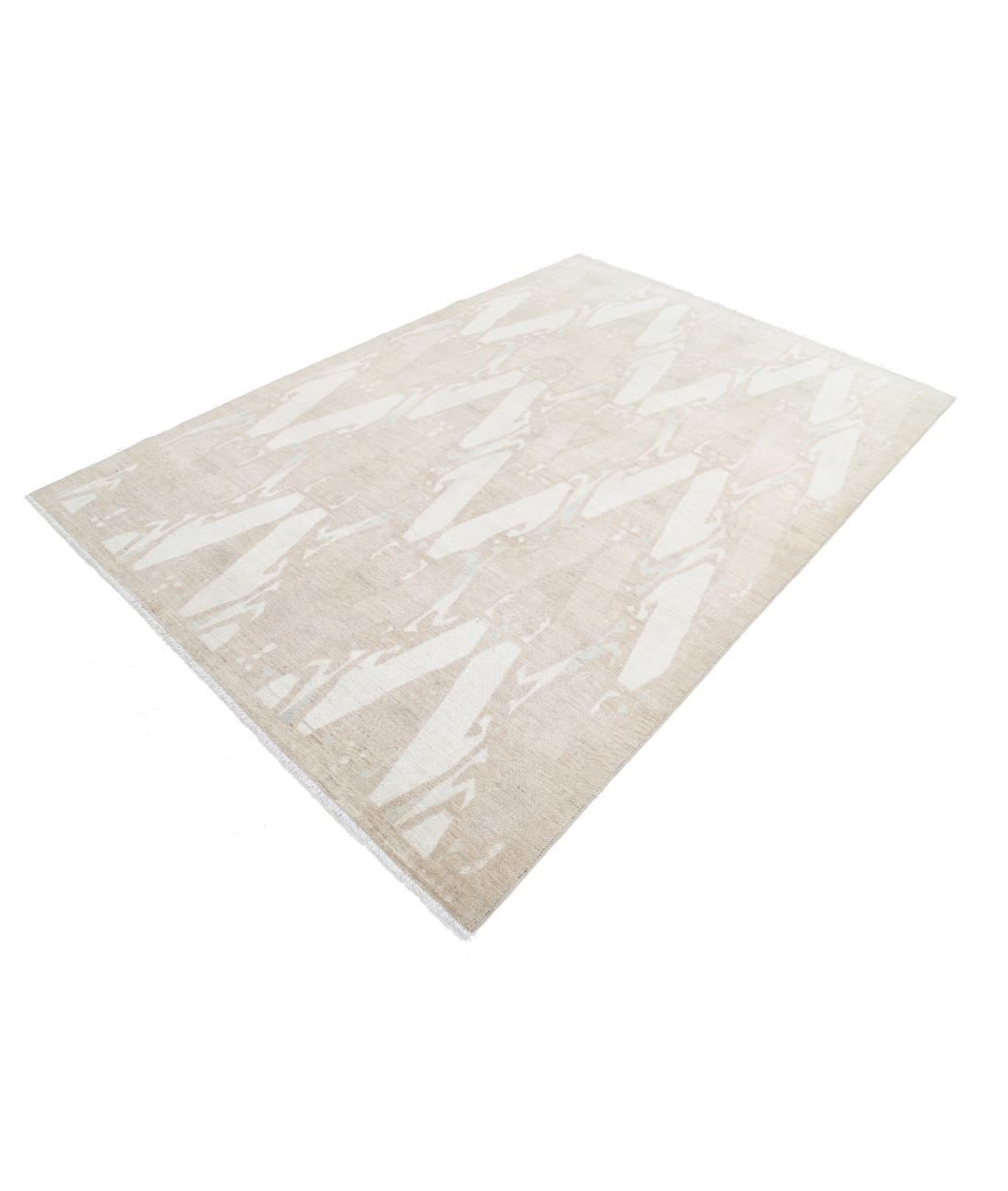 Hand Knotted Khotan Wool Rug - 6'0'' x 8'9'' 6' 0" X 8' 9" (183 X 267) / Taupe / Ivory