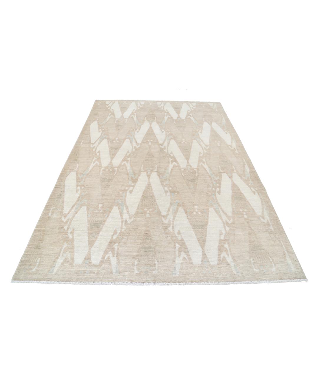 Hand Knotted Khotan Wool Rug - 6'0'' x 8'9'' 6' 0" X 8' 9" (183 X 267) / Taupe / Ivory
