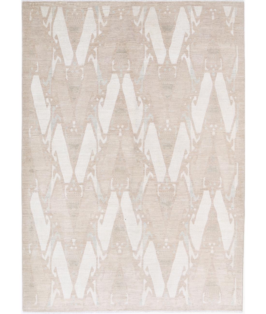 Hand Knotted Khotan Wool Rug - 6&#39;0&#39;&#39; x 8&#39;9&#39;&#39; 6&#39; 0&quot; X 8&#39; 9&quot; (183 X 267) / Taupe / Ivory
