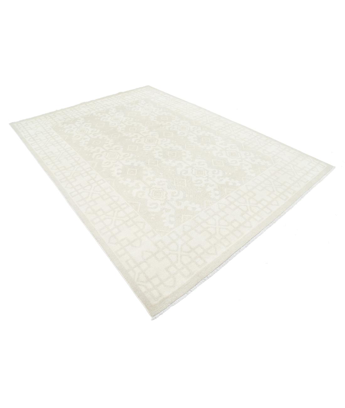 Hand Knotted Khotan Wool Rug - 7'2'' x 9'11'' 7' 2" X 9' 11" (218 X 302) / Taupe / Ivory