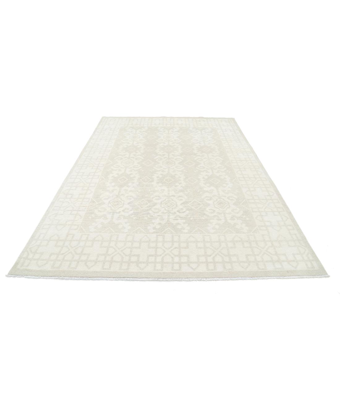 Hand Knotted Khotan Wool Rug - 7'2'' x 9'11'' 7' 2" X 9' 11" (218 X 302) / Taupe / Ivory