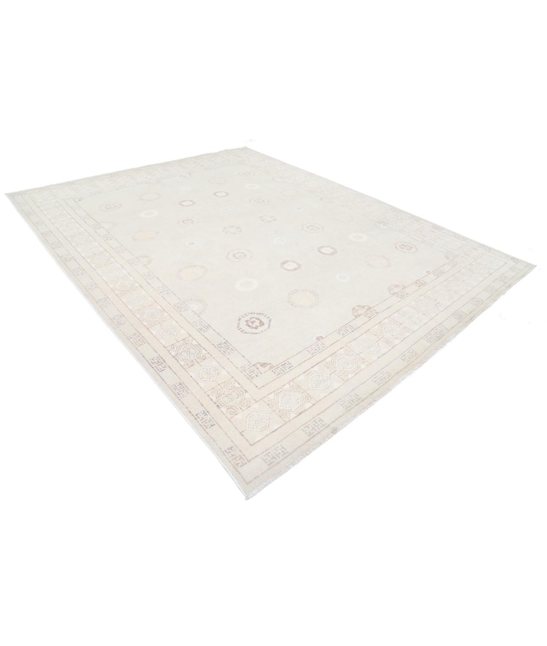 Hand Knotted Khotan Wool Rug - 8'7'' x 10'10'' 8' 7" X 10' 10" (262 X 330) / Ivory / Taupe
