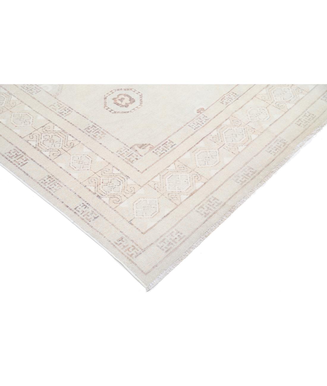 Hand Knotted Khotan Wool Rug - 8'7'' x 10'10'' 8' 7" X 10' 10" (262 X 330) / Ivory / Taupe