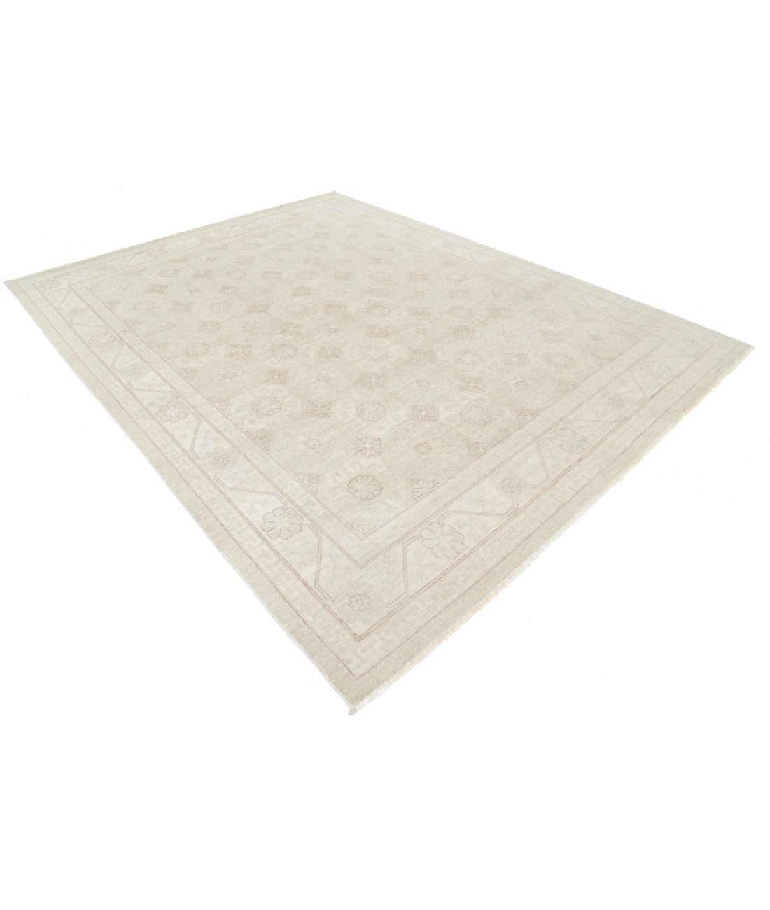 Hand Knotted Khotan Wool Rug - 8'1'' x 10'4'' 8' 1" X 10' 4" (246 X 315) / Silver / Ivory