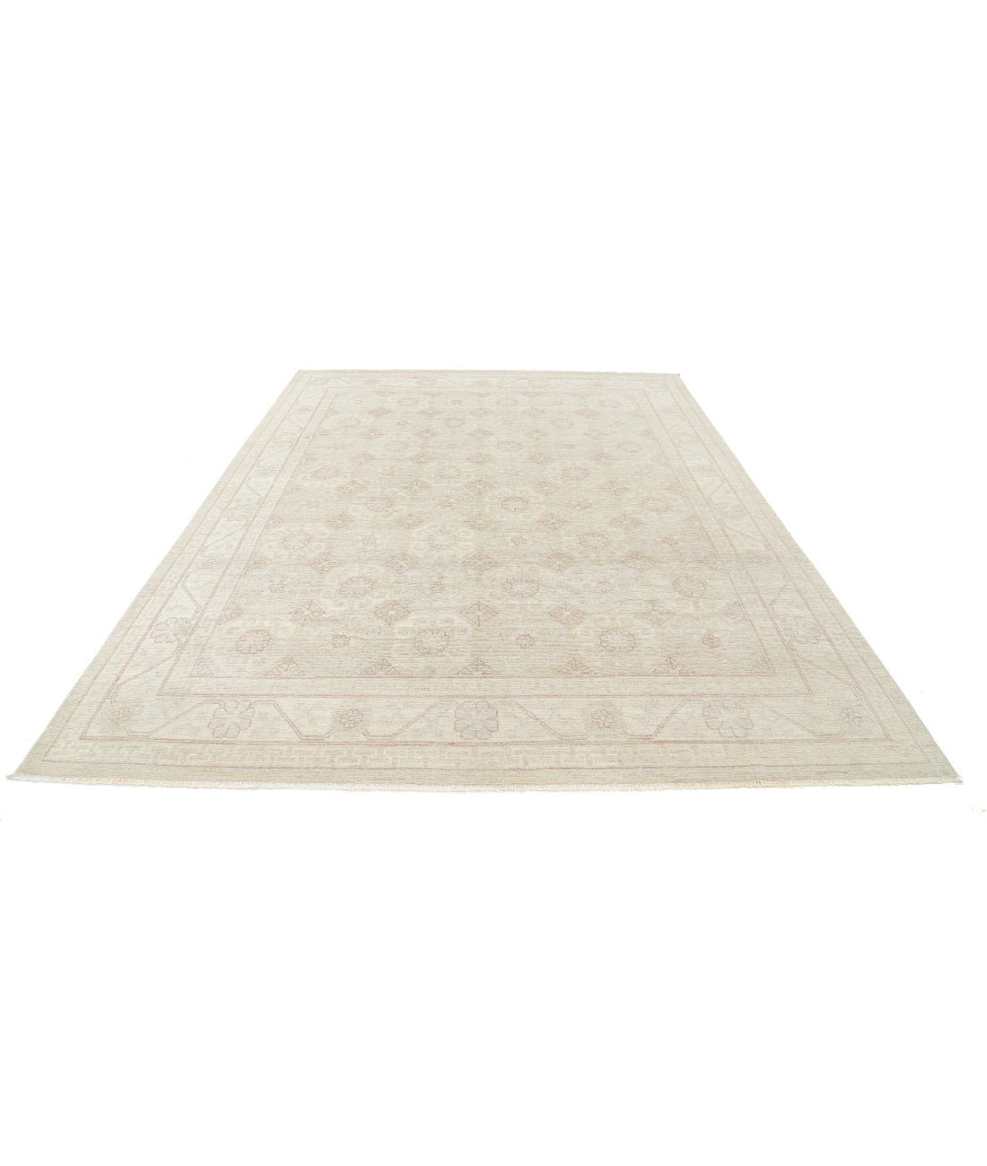 Hand Knotted Khotan Wool Rug - 8'1'' x 10'4'' 8' 1" X 10' 4" (246 X 315) / Silver / Ivory