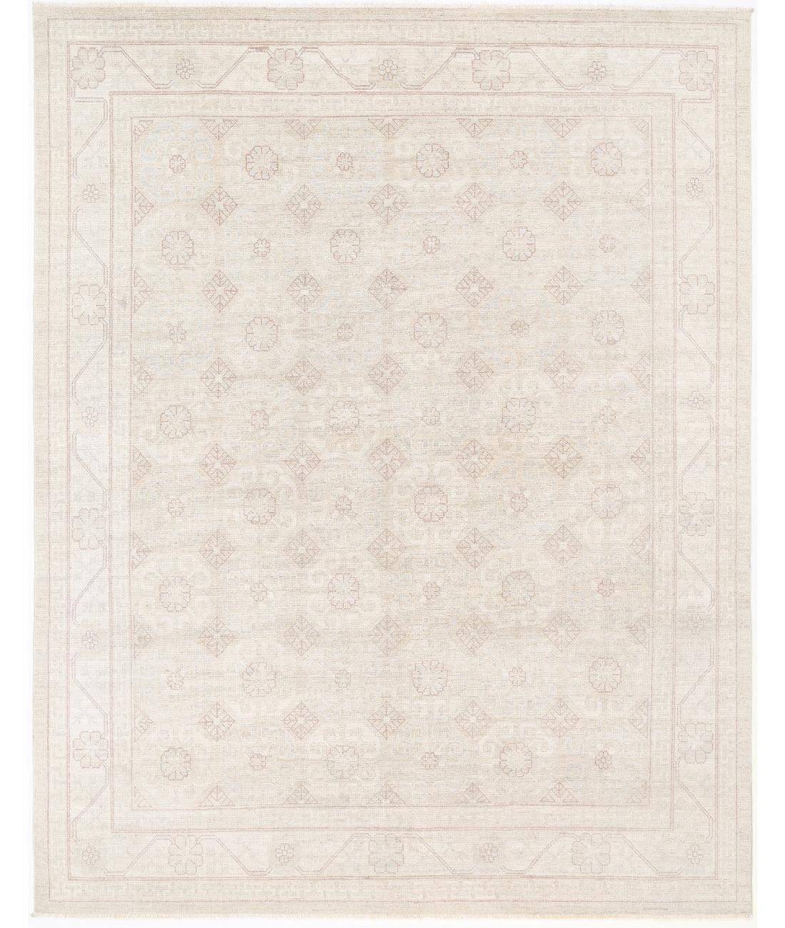 Hand Knotted Khotan Wool Rug - 8&#39;1&#39;&#39; x 10&#39;4&#39;&#39; 8&#39; 1&quot; X 10&#39; 4&quot; (246 X 315) / Silver / Ivory