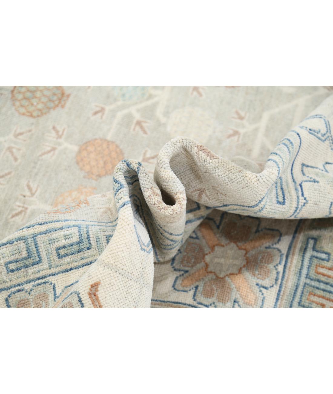 Hand Knotted Khotan Wool Rug - 10'2'' x 13'8'' 10' 2" X 13' 8" (310 X 417) / Grey / Ivory