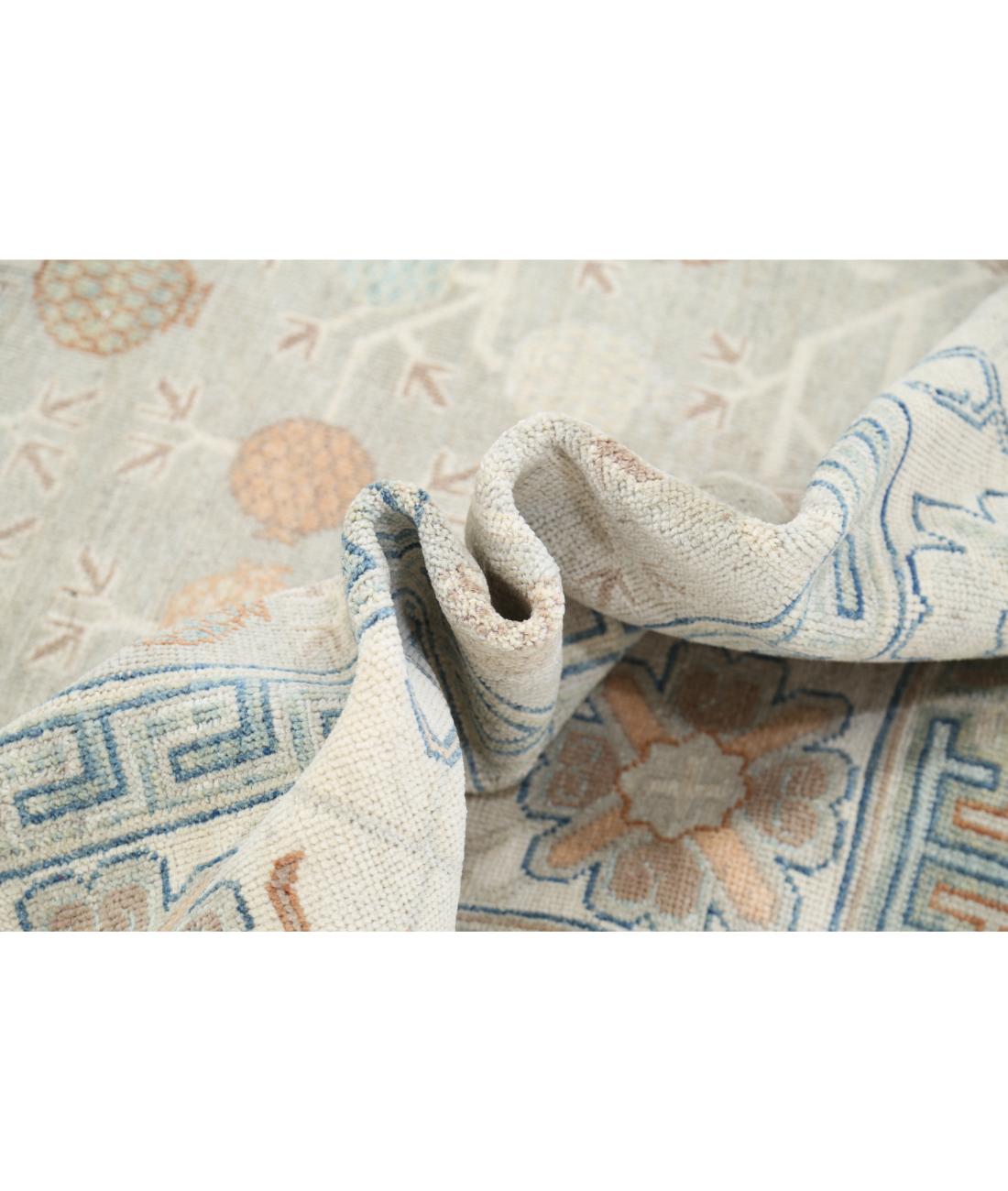 Hand Knotted Khotan Wool Rug - 10'2'' x 13'8'' 10' 2" X 13' 8" (310 X 417) / Grey / Ivory